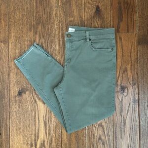 LOFT Olive Crop Skinny Pants with Raw Frayed Hem